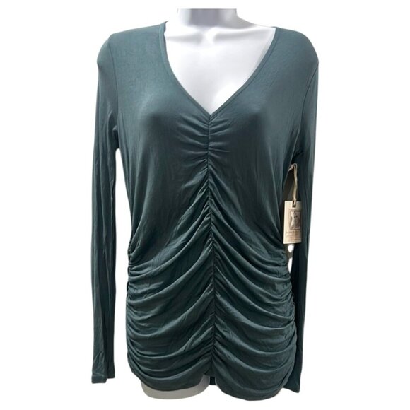 Jessica Simpson Maternity Top β XS β Joie Green β Ruched V-Neck β NWT - Picture 1 of 5
